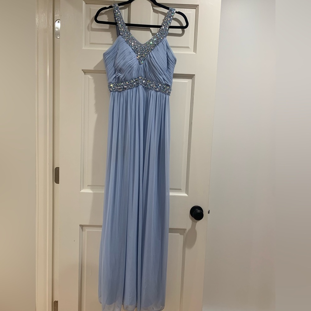 Periwinkle Blue Prom Dress with Rhinestones